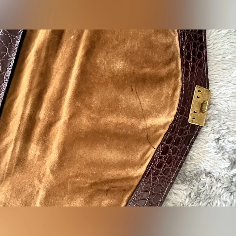 Vintage genuine leather briefcase w/ gold tone hardware